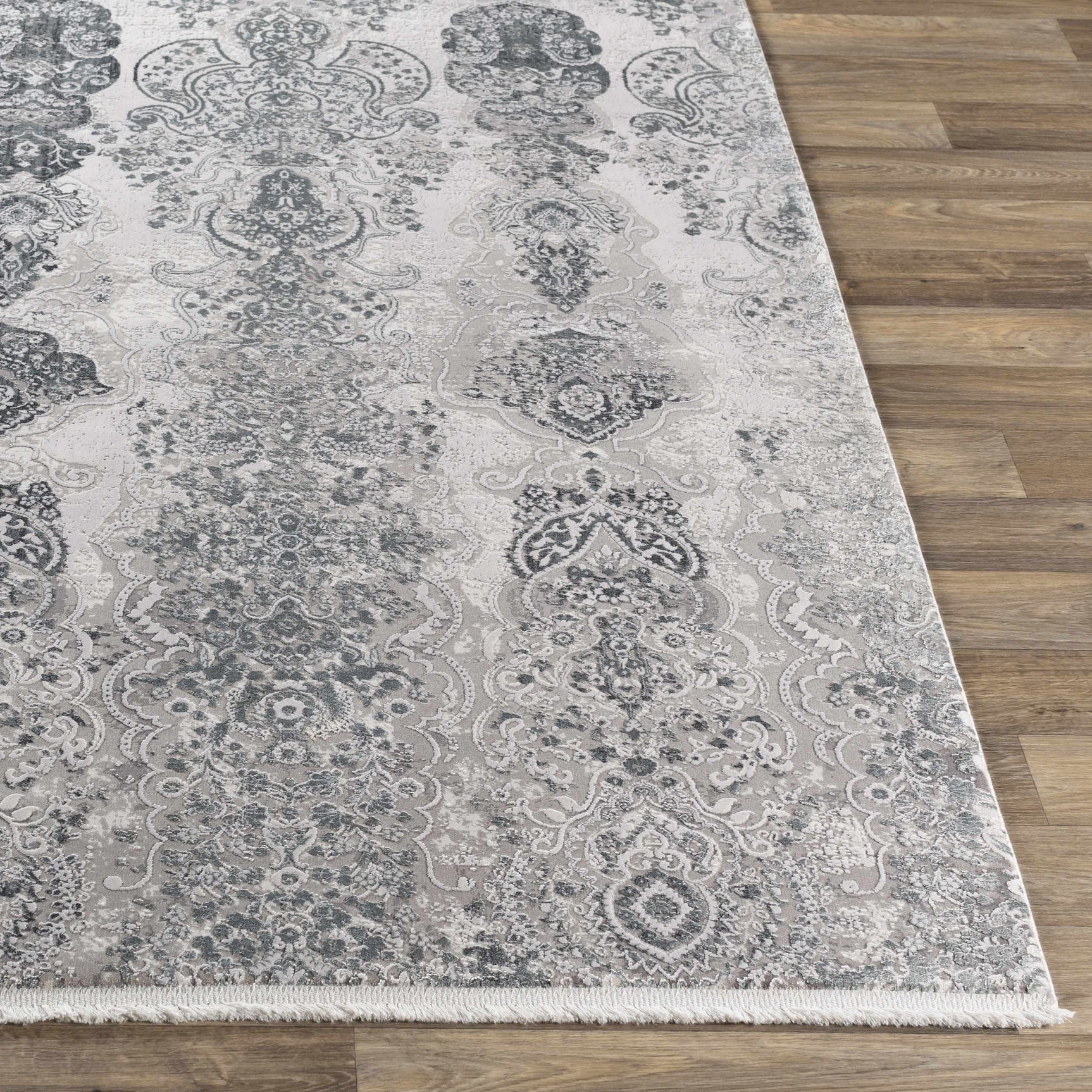 Shipdham Luxury Fringed Faux Silk Area Rug - Clearance - Ornate Home