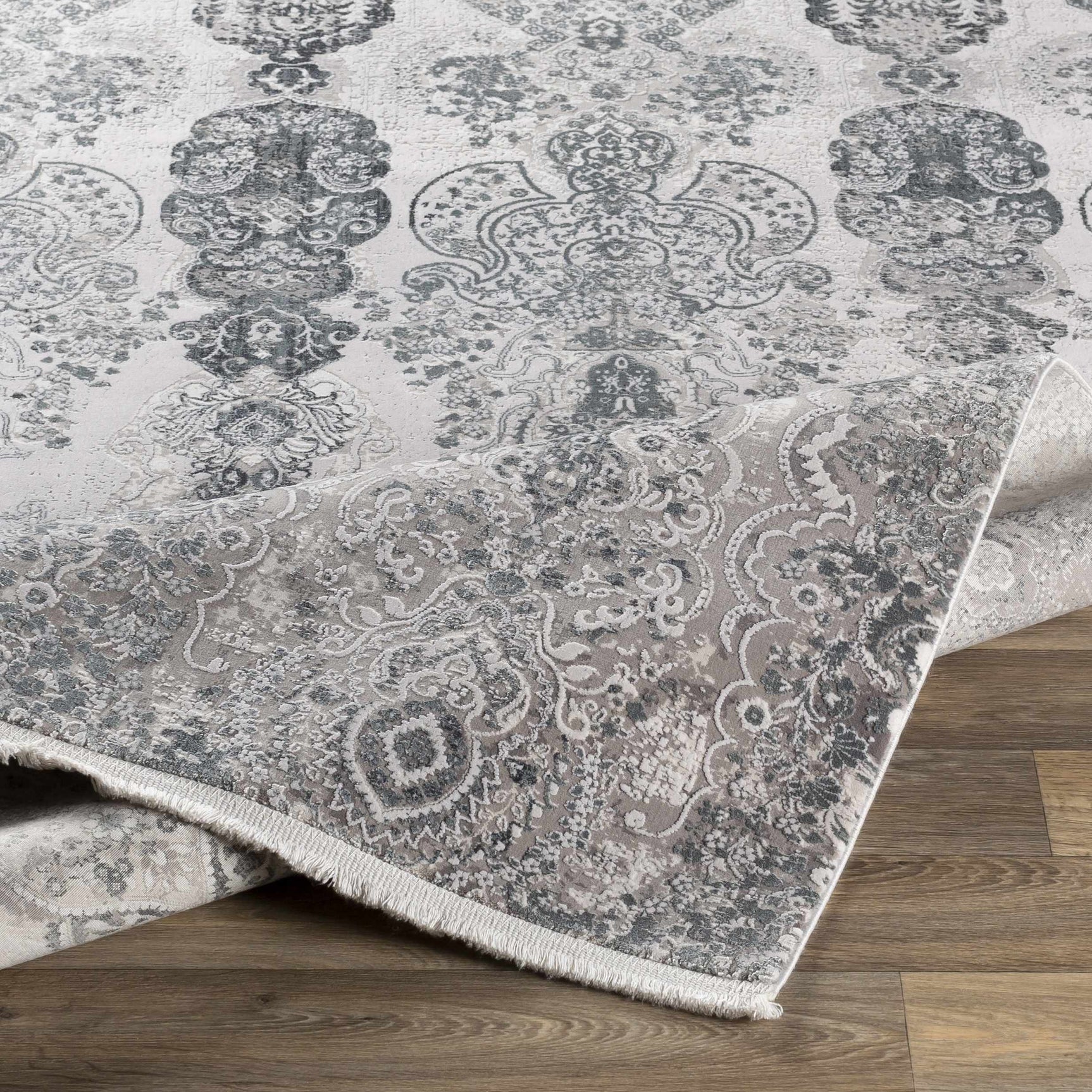 Shipdham Luxury Fringed Faux Silk Area Rug - Clearance - Ornate Home