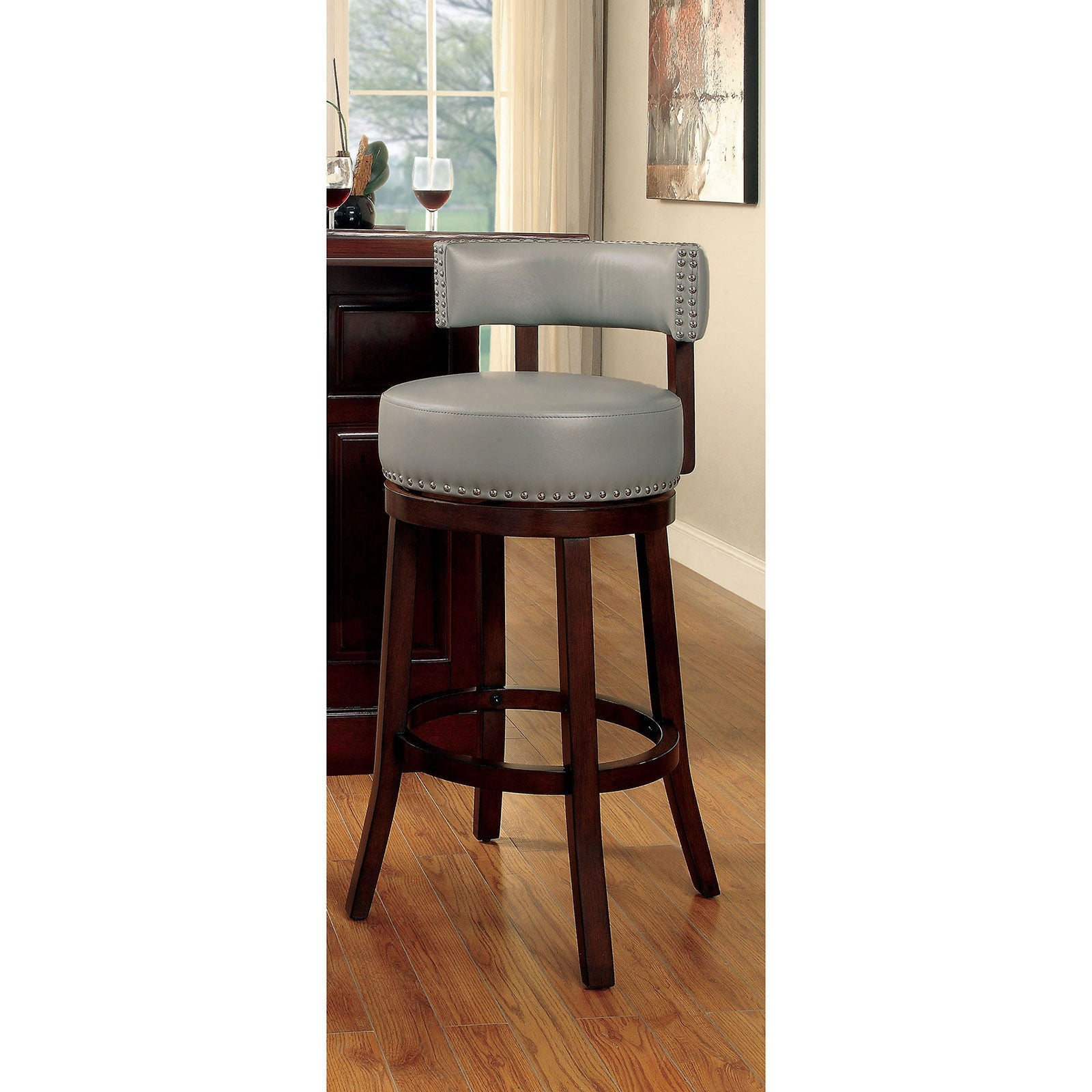 Shirley Dark Oak/Gray 29" Bar Stool - Ornate Home