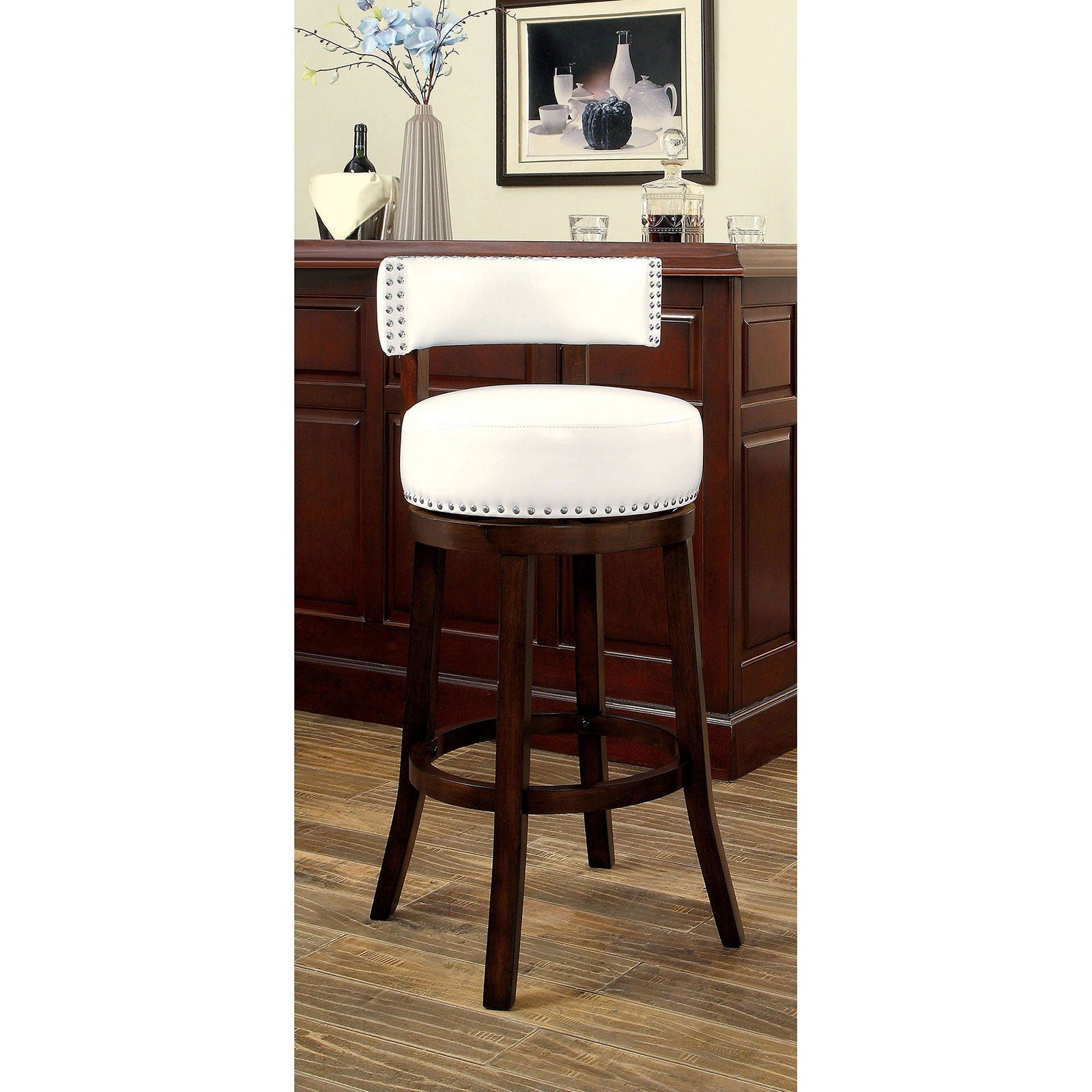 Shirley Dark Oak/White 24" Bar Stool - Ornate Home
