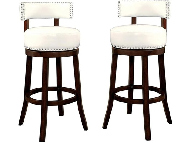 Shirley Dark Oak/White 24" Bar Stool - Ornate Home