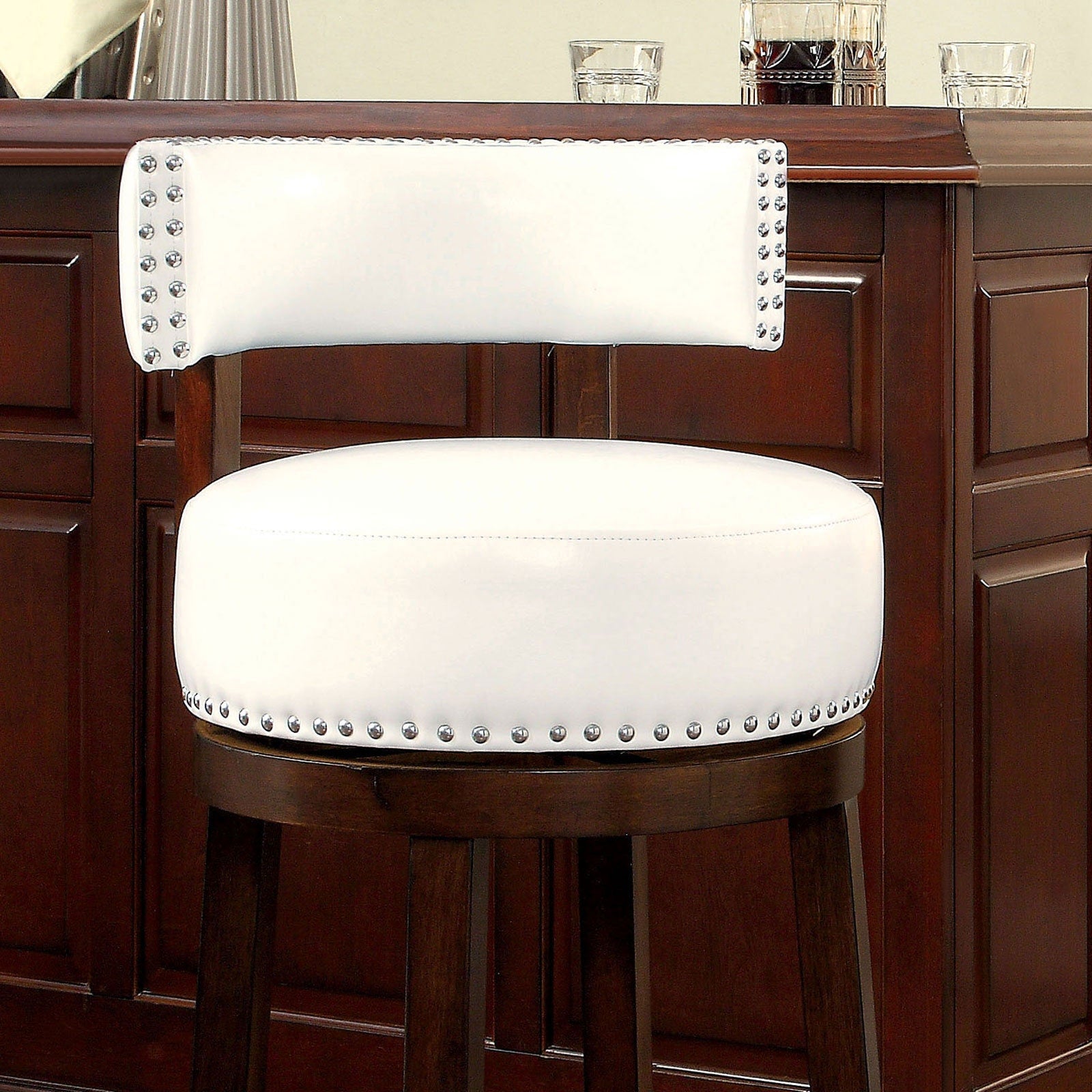 Shirley Dark Oak/White 29" Bar Stool - Ornate Home
