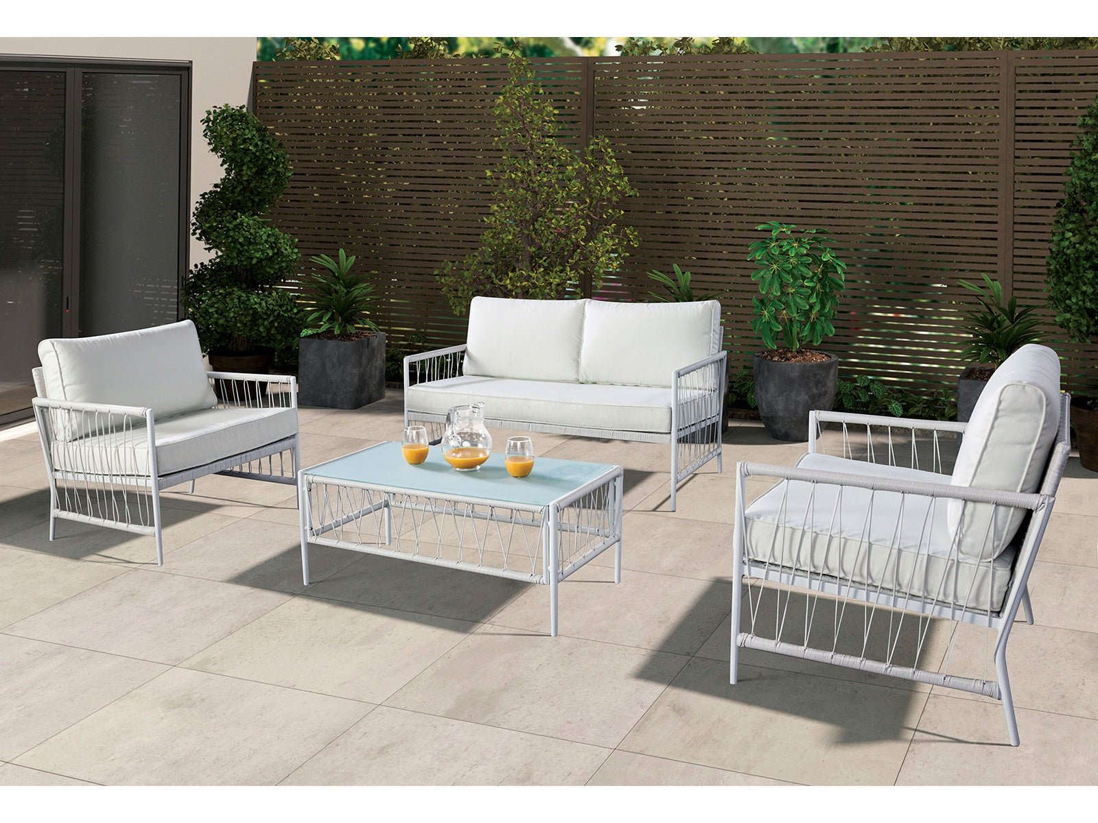 Shomari White 4 Pc. Outdoor Sofa Set - Ornate Home