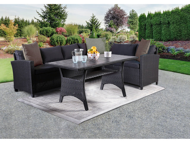 Shonda Black 3 Pc. Patio Dining Set - Ornate Home