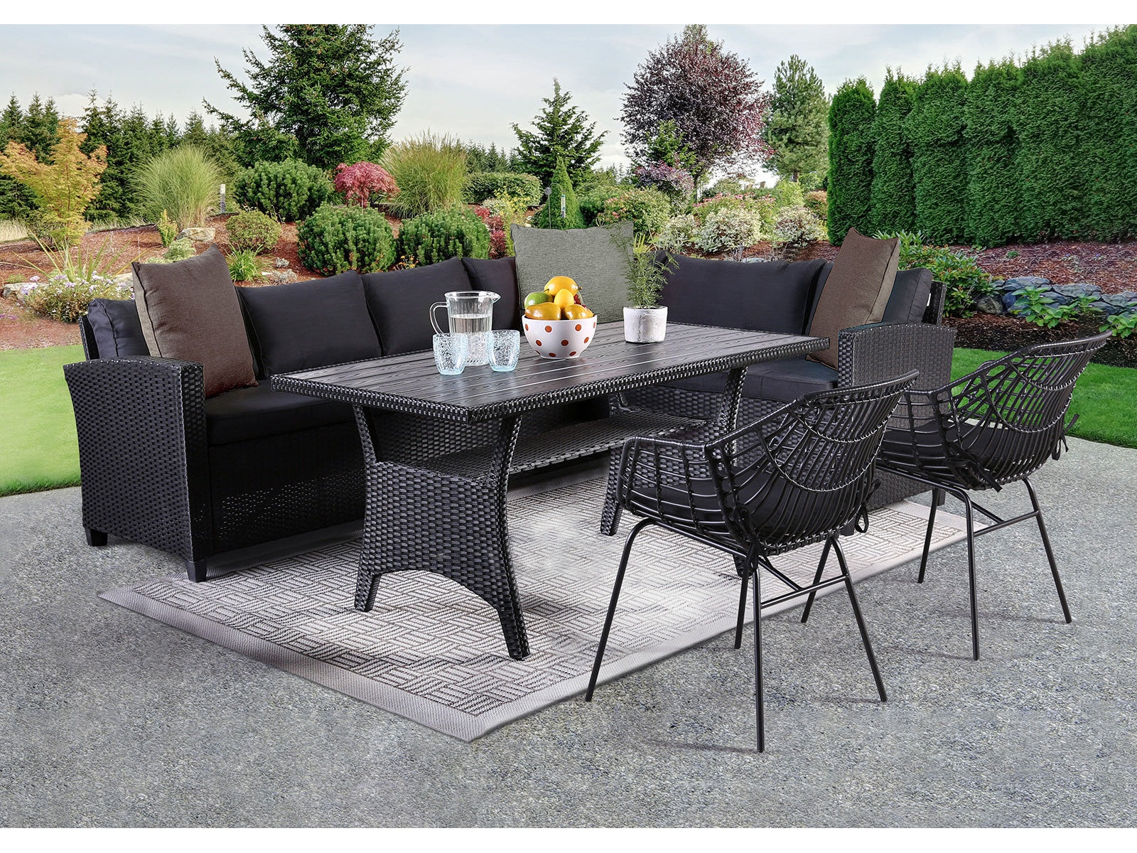Shonda Black 5 Pc. Patio Dining Set - Ornate Home