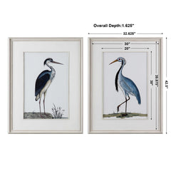Shore Birds Black/Blue/White Framed Prints (Set of 2) - Ornate Home