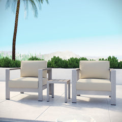 Shore Silver/Beige 3 Piece Outdoor Patio Aluminum Set - Ornate Home