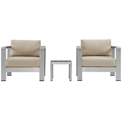 Shore Silver/Beige 3 Piece Outdoor Patio Aluminum Set - Ornate Home