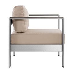 Shore Silver/Beige 3 Piece Outdoor Patio Aluminum Set - Ornate Home