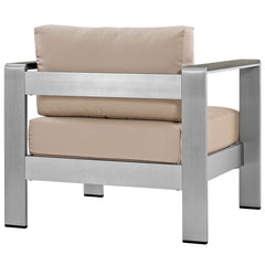 Shore Silver/Beige Outdoor Patio Aluminum Armchair - Ornate Home