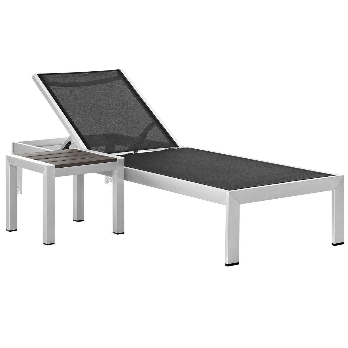 Shore Silver/Black 2 Piece Outdoor Patio Aluminum Set - Ornate Home