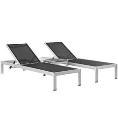 Shore Silver/Black 3 Piece Outdoor Patio Aluminum Set - Ornate Home