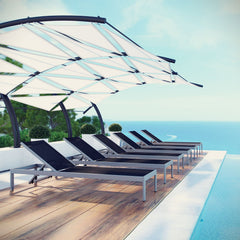 Shore Silver/Black Outdoor Patio Aluminum Chaise (Set of 6) - Ornate Home