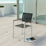 Shore Silver/Black Outdoor Patio Aluminum Dining Chair - Ornate Home