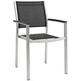 Shore Silver/Black Outdoor Patio Aluminum Dining Chair - Ornate Home