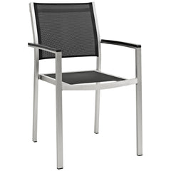 Shore Silver/Black Outdoor Patio Aluminum Dining Chair - Ornate Home