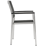 Shore Silver/Black Outdoor Patio Aluminum Dining Chair - Ornate Home