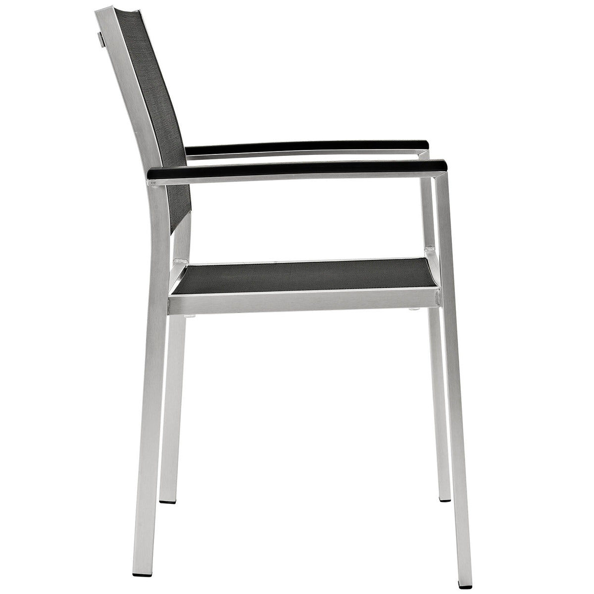 Shore Silver/Black Outdoor Patio Aluminum Dining Chair - Ornate Home