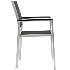 Shore Silver/Black Outdoor Patio Aluminum Dining Chair - Ornate Home