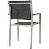 Shore Silver/Black Outdoor Patio Aluminum Dining Chair - Ornate Home