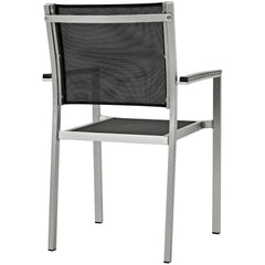 Shore Silver/Black Outdoor Patio Aluminum Dining Chair - Ornate Home