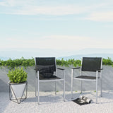 Shore Silver/Black Outdoor Patio Aluminum Dining Chair (Set of 2) - Ornate Home