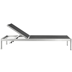 Shore Silver/Black Outdoor Patio Aluminum Mesh Chaise - Ornate Home