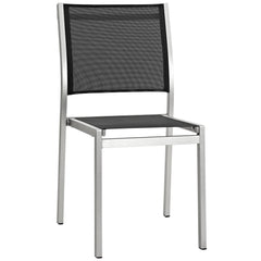 Shore Silver/Black Outdoor Patio Aluminum Side Chair - Ornate Home