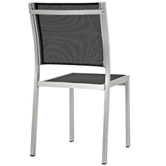 Shore Silver/Black Outdoor Patio Aluminum Side Chair (Set of 2) - Ornate Home
