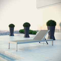 Shore Silver Brown Gray Outdoor Patio Aluminum Rattan Chaise - Ornate Home
