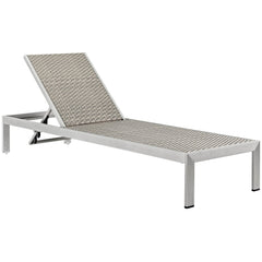 Shore Silver Brown Gray Outdoor Patio Aluminum Rattan Chaise - Ornate Home