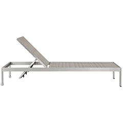 Shore Silver Brown Gray Outdoor Patio Aluminum Rattan Chaise - Ornate Home