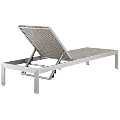Shore Silver Brown Gray Outdoor Patio Aluminum Rattan Chaise - Ornate Home