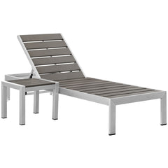 Shore Silver/Gray 2 Piece Outdoor Patio Aluminum Set - 76x40.5x14" - Ornate Home