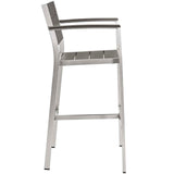 Shore Silver/Gray 3 Piece Outdoor Patio Aluminum Pub Set - 27.5x67.5" - Ornate Home