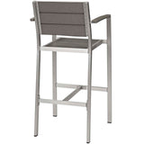 Shore Silver/Gray 3 Piece Outdoor Patio Aluminum Pub Set - 27.5x67.5" - Ornate Home