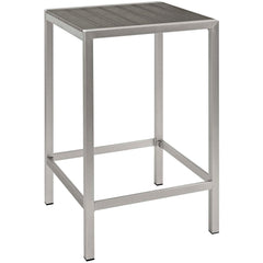 Shore Silver/Gray 3 Piece Outdoor Patio Aluminum Pub Set - 27.5x67.5" - Ornate Home