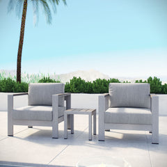Shore Silver/Gray 3 Piece Outdoor Patio Aluminum Set - 32x79.5" - Ornate Home
