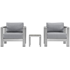 Shore Silver/Gray 3 Piece Outdoor Patio Aluminum Set - 32x79.5" - Ornate Home