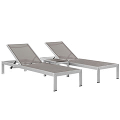 Shore Silver/Gray 3 Piece Outdoor Patio Aluminum Set - 76x65.5x12" - Ornate Home