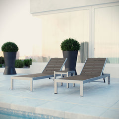 Shore Silver/Gray 3 Piece Outdoor Patio Aluminum Set - 76x65.5x14" - Ornate Home