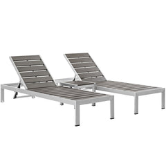 Shore Silver/Gray 3 Piece Outdoor Patio Aluminum Set - 76x65.5x14" - Ornate Home