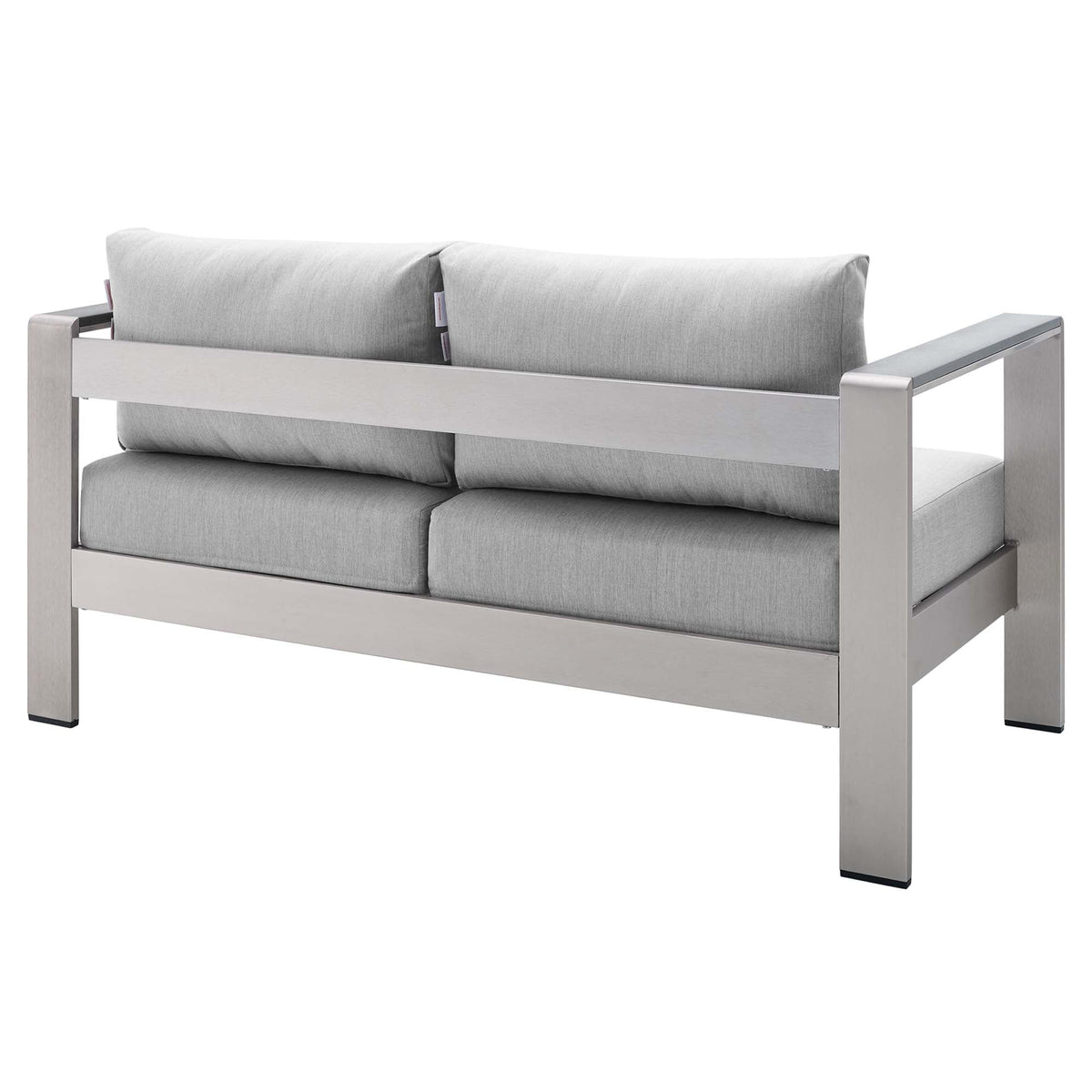 Shore Silver/Gray 3 Piece Sunbrella Fabric Outdoor Patio Aluminum Set - Ornate Home