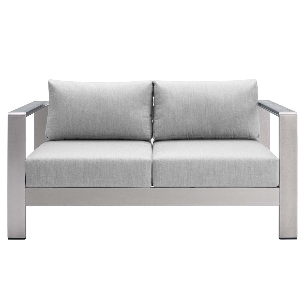Shore Silver/Gray 3 Piece Sunbrella Fabric Outdoor Patio Aluminum Set - Ornate Home