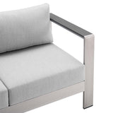 Shore Silver/Gray 3 Piece Sunbrella Fabric Outdoor Patio Aluminum Set - Ornate Home