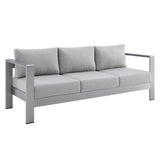 Shore Silver/Gray 3 Piece Sunbrella Fabric Outdoor Patio Aluminum Set - Ornate Home