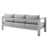 Shore Silver/Gray 3 Piece Sunbrella Fabric Outdoor Patio Aluminum Set - Ornate Home