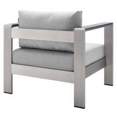 Shore Silver/Gray 4 Piece Sunbrella Fabric Outdoor Patio Aluminum Set - Ornate Home