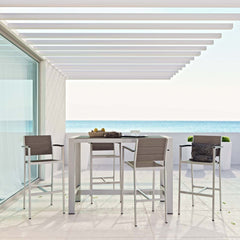 Shore Silver/Gray 5 Piece Outdoor Patio Aluminum Dining Set - Ornate Home