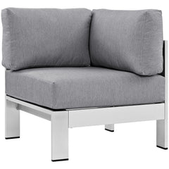 Shore Silver/Gray 6 Piece Outdoor Patio Aluminum Sectional Sofa Set - 108x108" - Ornate Home